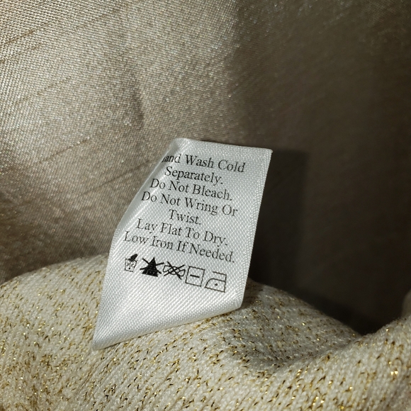 NWOT Coldwater Creek cream & gold metallic mock neck silk sweater Womens… - Picture 6 of 7